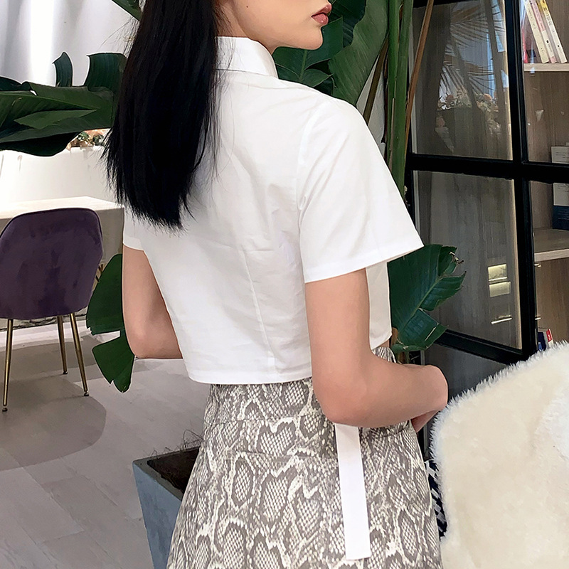 Áo sơ mi IELGY tay ngắn màu trơn thiết kế đơn giản thời trang