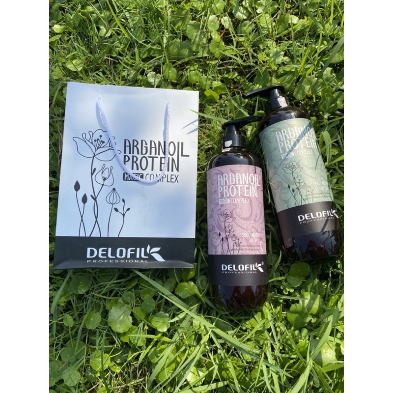 Delofil - Bộ dầu gội Arganoil Delofil phục hồi hư tổn, mềm mượt trị gàu & giảm gãy rụng