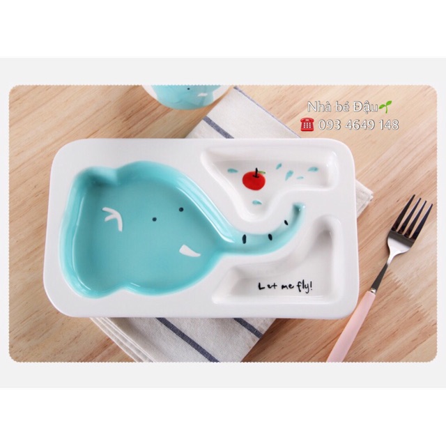 KHAY ĂN CƠM BẰNG SỨ ĂN DẶM CHO BÉ