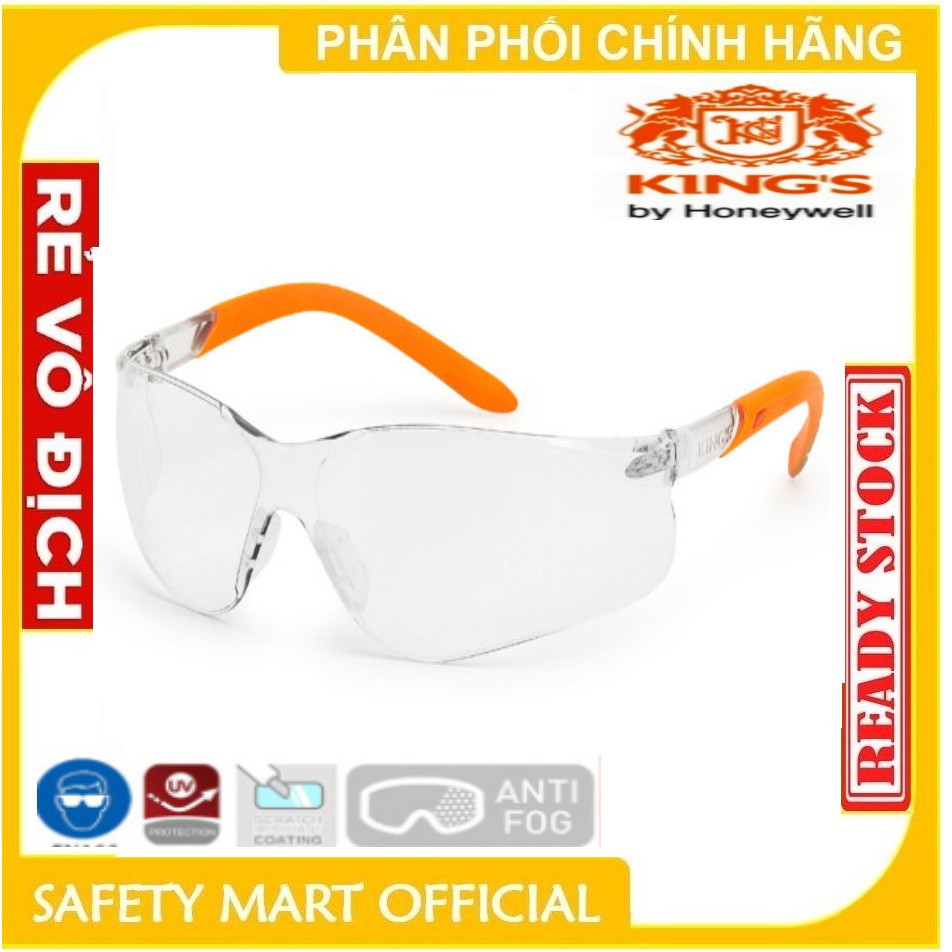 Kính Bảo hộ Thời trang Kings KY2221 trong suốt, chống đọng sương,chống xước, chống bụi bảo vệ mắt - Trắng