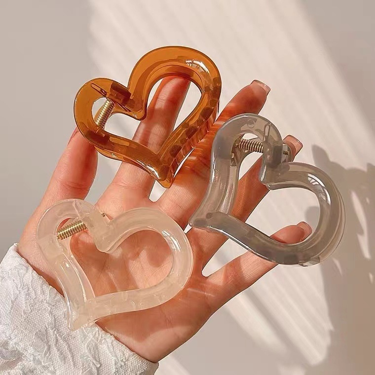 Kẹp Tóc Hình Trái Tim Bằng Acrylic Thời Trang Hàn Quốc Cho Nữ