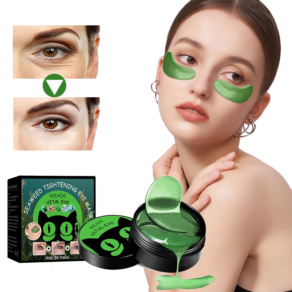 EELHOE Mặt Nạ Mắt Tinh Thể Làm Săn Chắc Rong Biển Mặt Nạ Mắt Loại Bỏ Quầng Thâm Trang Điểm Dưỡng Ẩm Chăm Sóc Mắt Làm Săn Chắc Loại Bỏ Nếp Nhăn-Ampere
