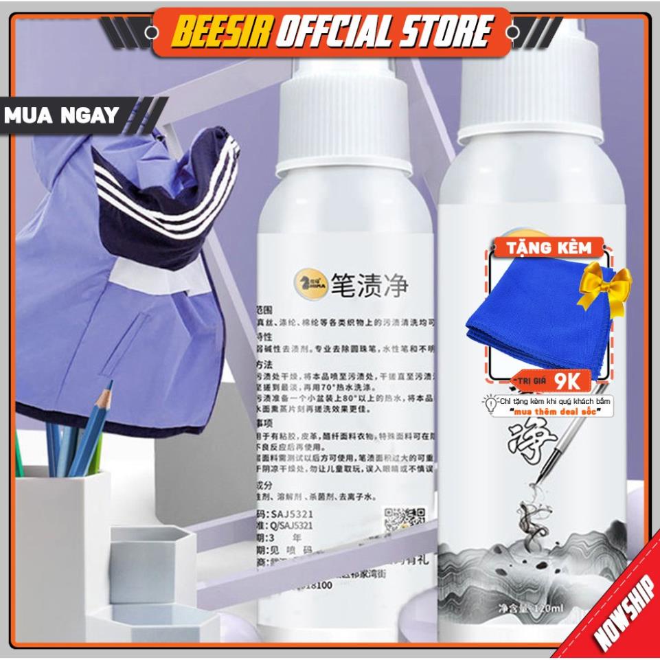 Dung Dịch Tẩy Vết Mực Bút Bi Bút Lông Trên Quần Áo SHIMA 120ml BEESIR