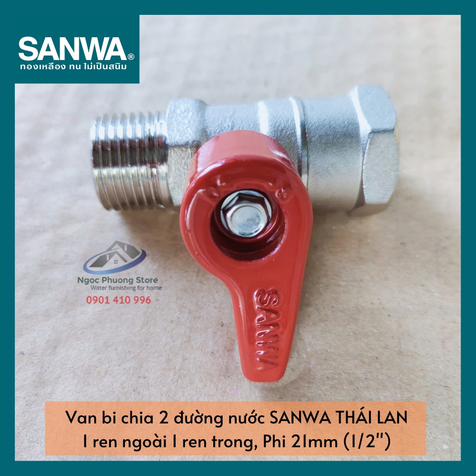 Van khóa, van bi Sanwa Thái Lan 1 ren trong ren ngoài 1/2"  BV15MF
