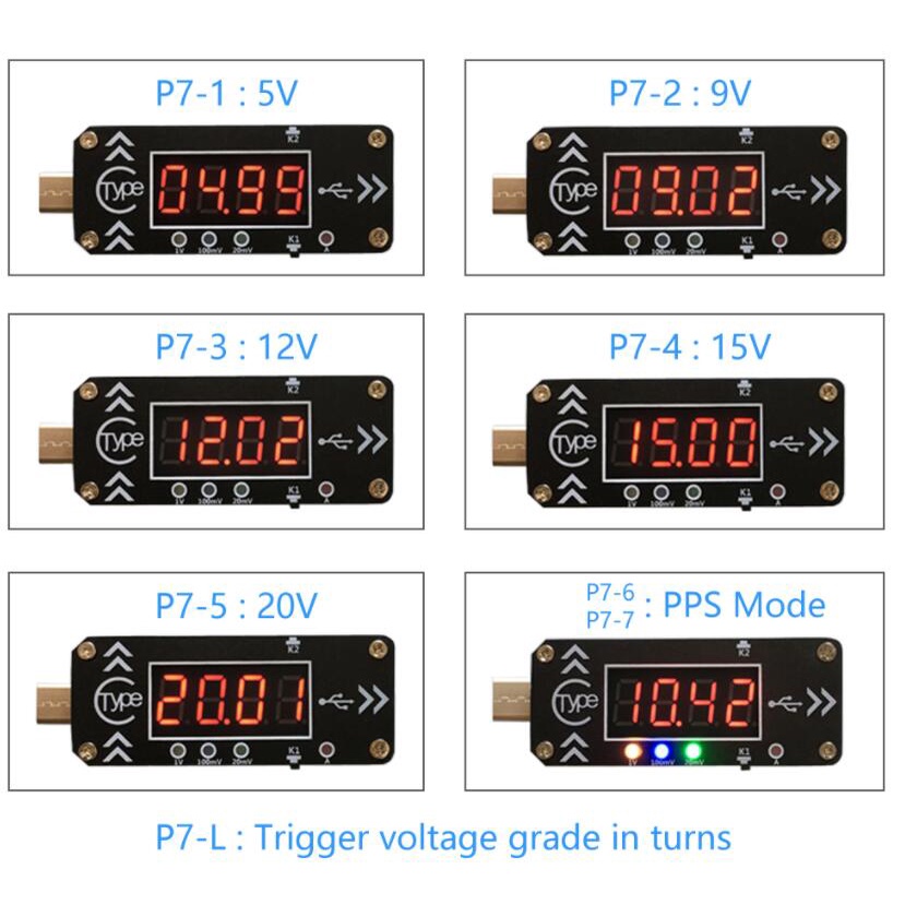 Thiết Bị Kích Hoạt Sạc Nhanh USB Kích Hoạt DC 5V / 9V / 12V / 15V / 20V / PPS PD2.0 PD3.0 Type-C