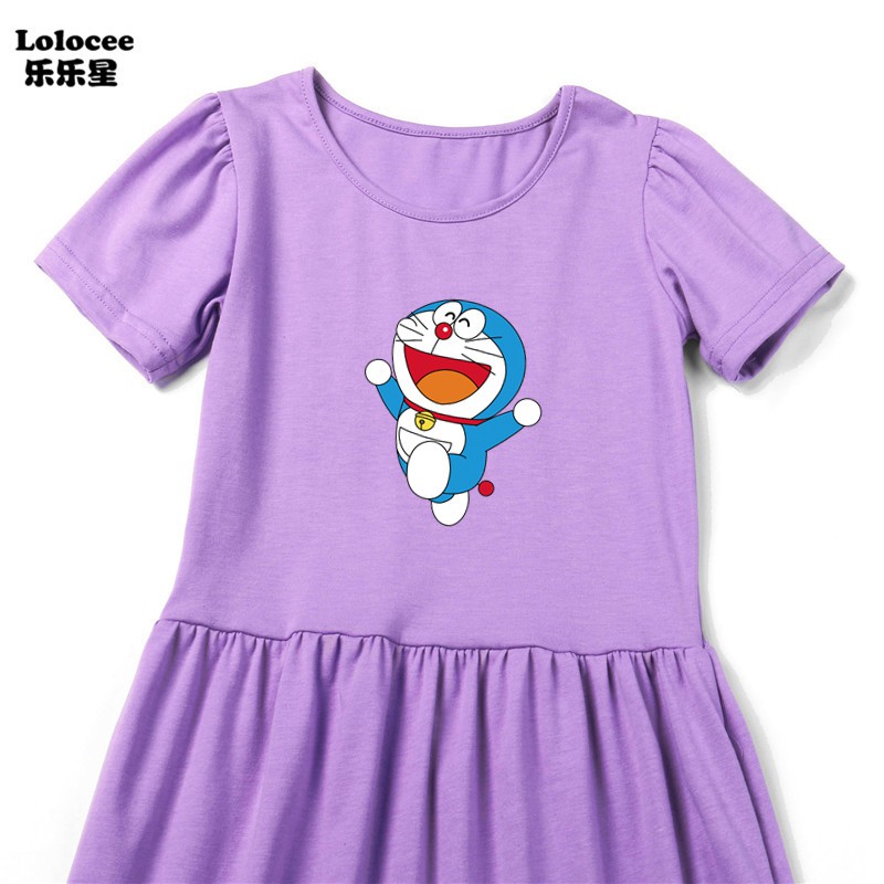 Cô gái Phim hoạt hình Doraemon Dress Trẻ em A-Line Twirly Skater Dress for School Party