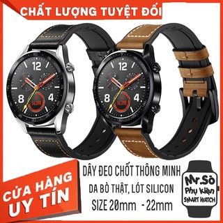 Dây đồng hồ da 20-22mm ❤️freeship❤️ giảm 20k khi mua 2 sản phẩm - dây da lót silicon hybird 20mm-22mm