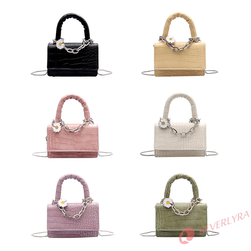 B▶v✿Alligator PU Leather   Women Flower Mini Messenger Totes Bag『