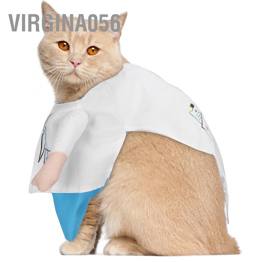 Virgina056 Mini Dễ thương Hài hước Quần áo cho mèo Bác sĩ Bộ đồ Mặc quần Trang phục Đồ dùng thú cưng