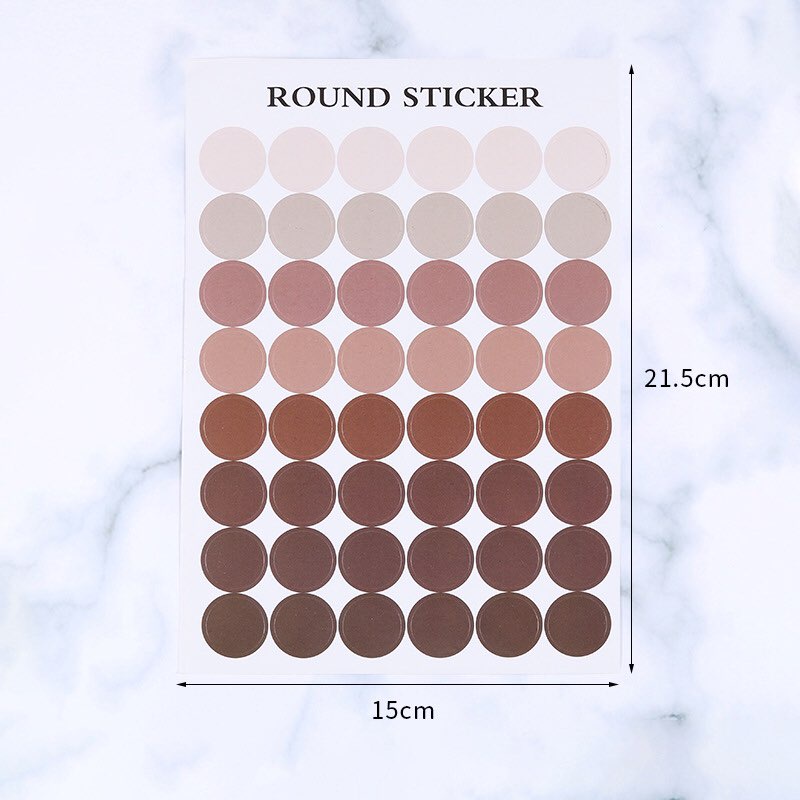 Set 48 Sticker dán hình tròn, chấm tròn, round sticker, dán postcard, dán ảnh