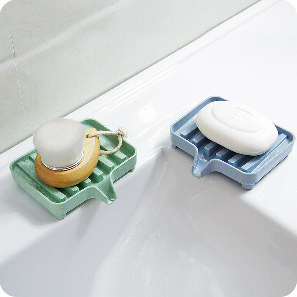 1Pcs Plastic Soap Dish Holder Water Draining Tray Plate Storage Box Case Container