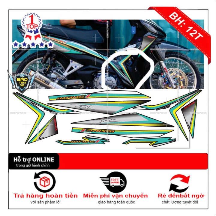 Tem rời dán xe wave RSX 2014 dán xe đen - Bi Decal