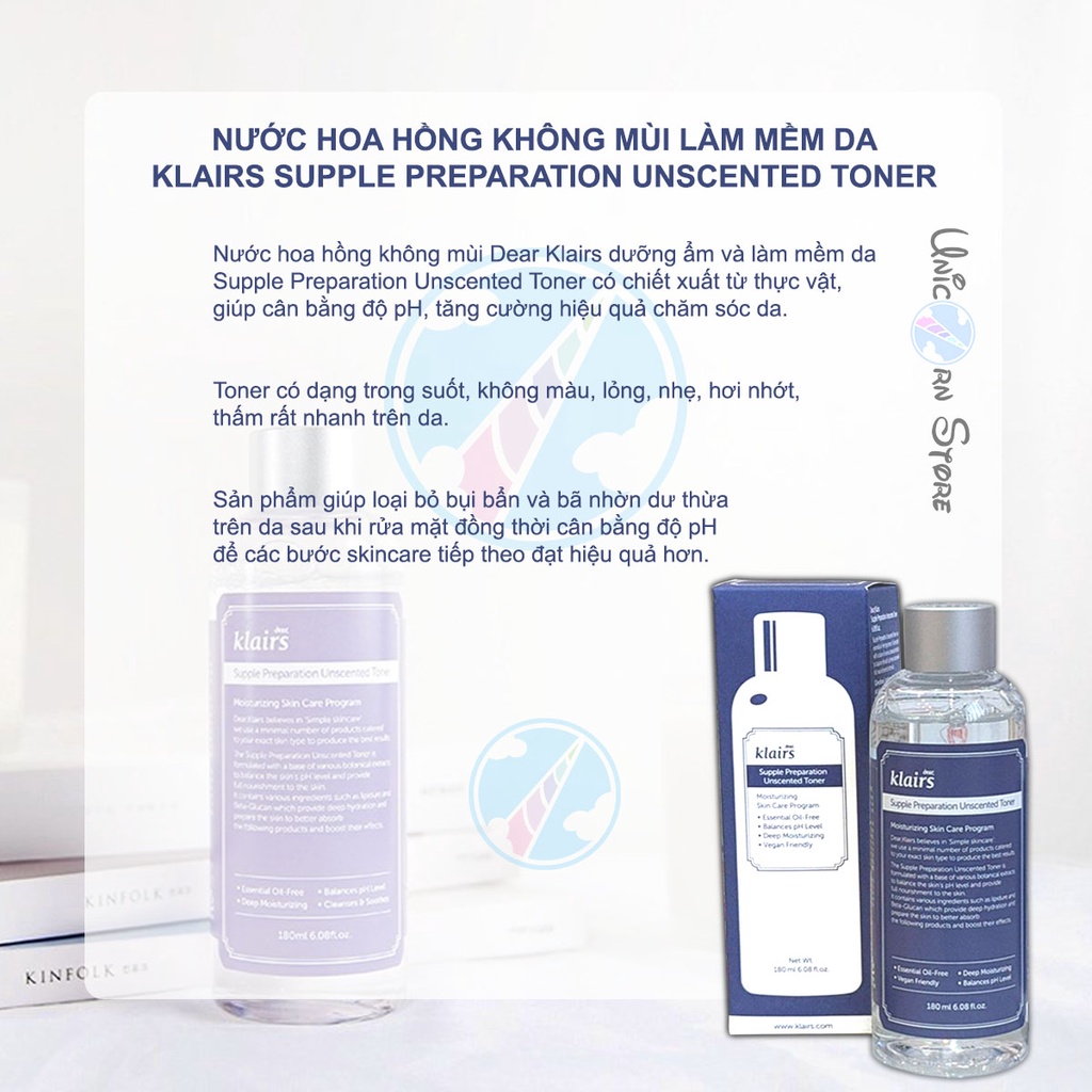 Nước hoa hồng Klairs Supple Preparation Toner 180ml