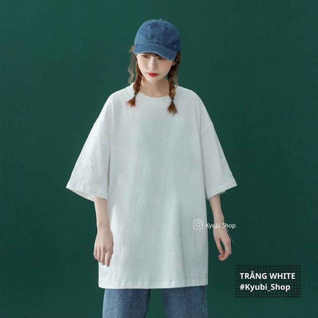 Áo thun tay lỡ ulzzang basic tee nam nữ oversize chất cotton form rộng - Áo phông trơn unisex Kyubi ATTL.B01 | WebRaoVat - webraovat.net.vn