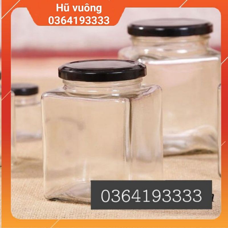 Hũ thủy tinh vuông 500ml nắp chống tràn loại dày đẹp