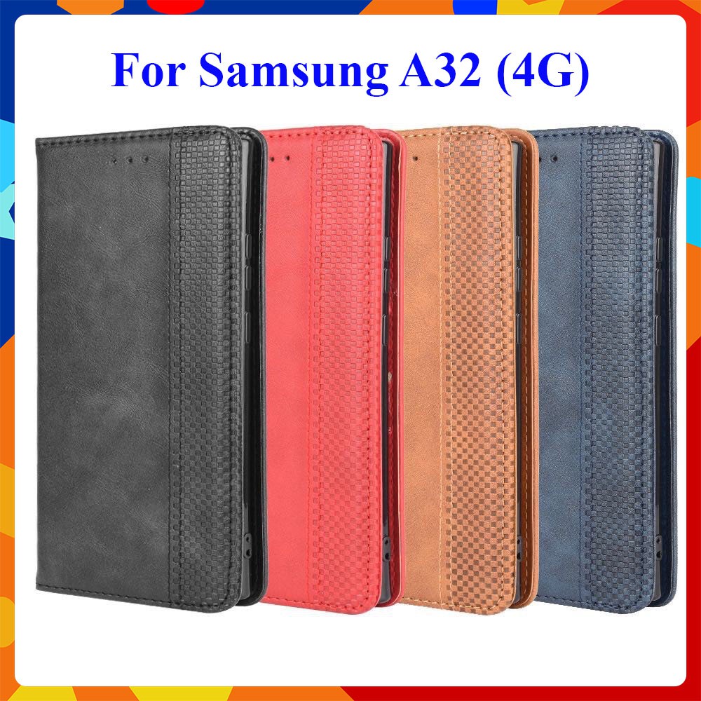Bao da dạng ví Samsung Galaxy A32 (cam kết xịn) hit nam châm, ngăn đựng thẻ tiền tiện lợi