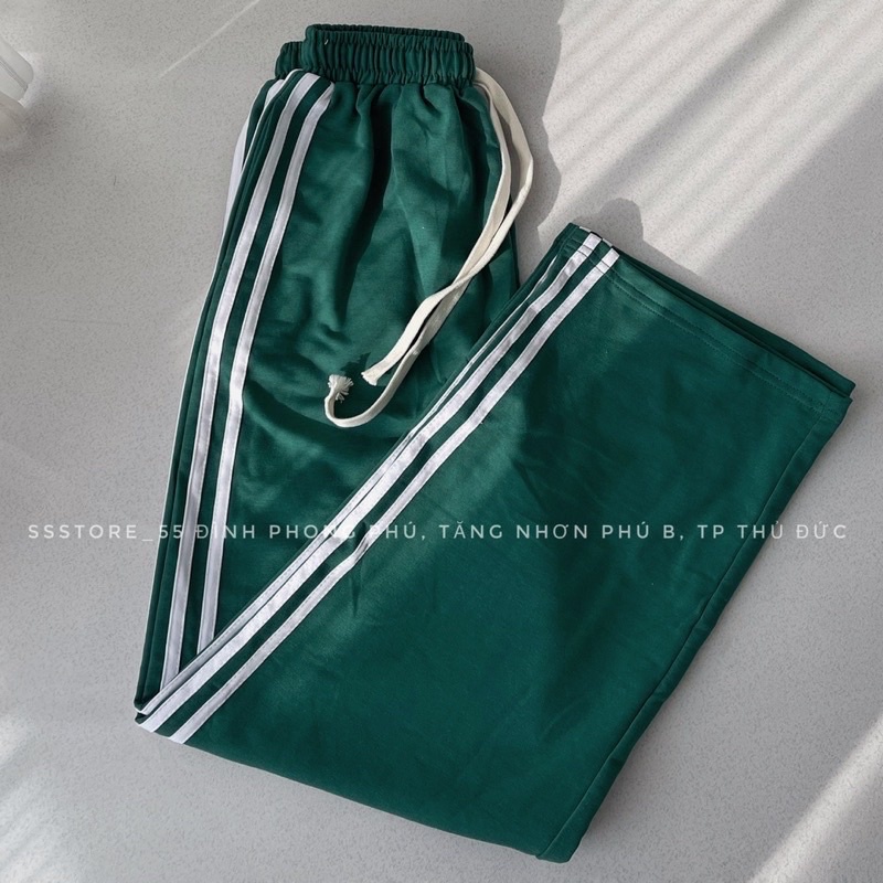 Quần Xuông Ống Rộng Lưng Cao Dáng Dài 3 Line Chất Nỉ Da Cá Dày Dặn Dây Rút Bản To Đi Học Đi Làm