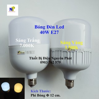 Bóng Đèn Led 40W E27 Kín Nước (Ánh sáng trắng/vàng) - Tiết Kiệm Năng Lượng