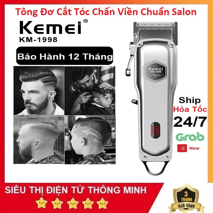 Tông Đơ Cắt Tóc Chấn Viền, Cao Cấp Chuẩn Salon - Tăng Đơ Kemei KM 1998 - Chính Hãng Bảo Hành 12 Tháng