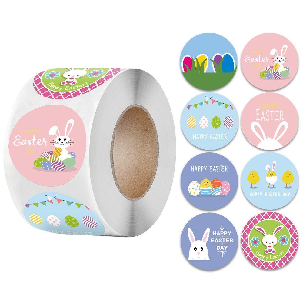 Cuộn 500 Miếng Dán 2.5cm Dùng Trang Trí Túi Kẹo Phong Cách Phục Sinh Độc Đáo