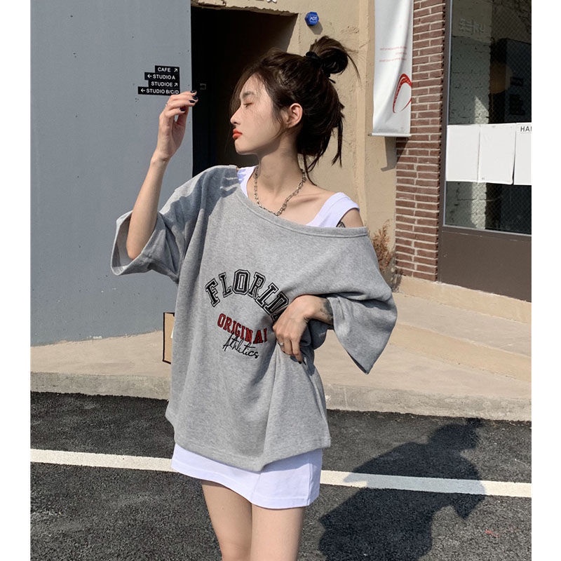 Áo Thun Dáng Rộng Hở Vai Phong Cách Hàn Quốc Thời Trang Mới 2022 Dành Cho Nữ