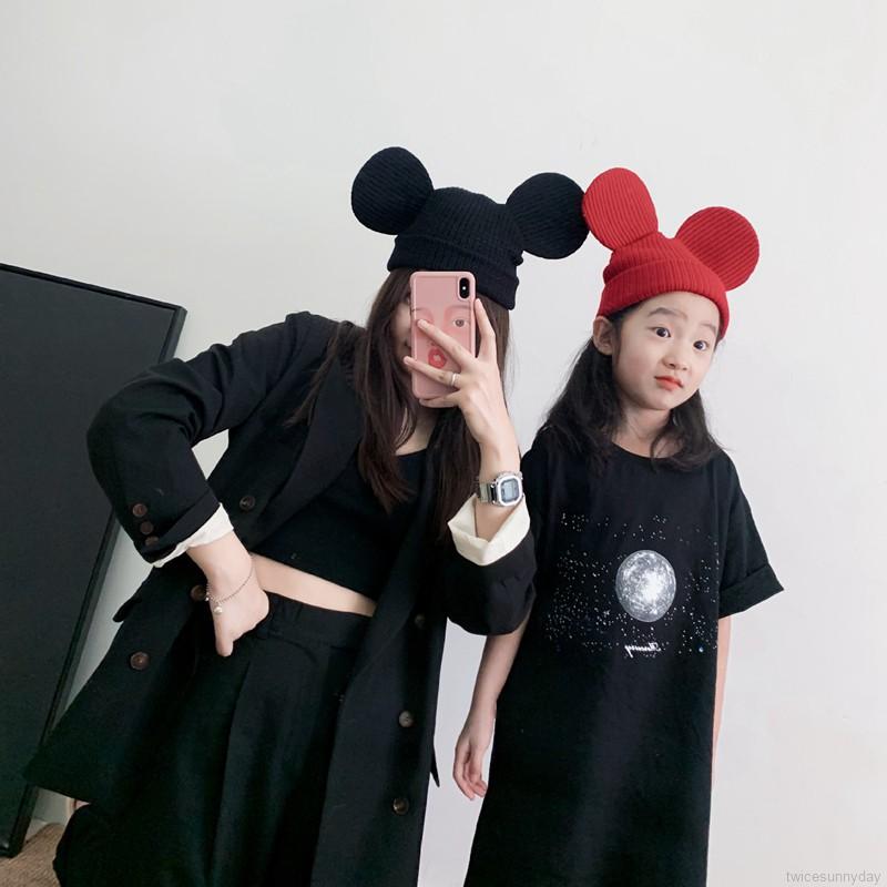 Mũ Trùm Đầu Dệt Kim Hoạ Tiết Hoạt Hình Đáng Yêu Cho Bé