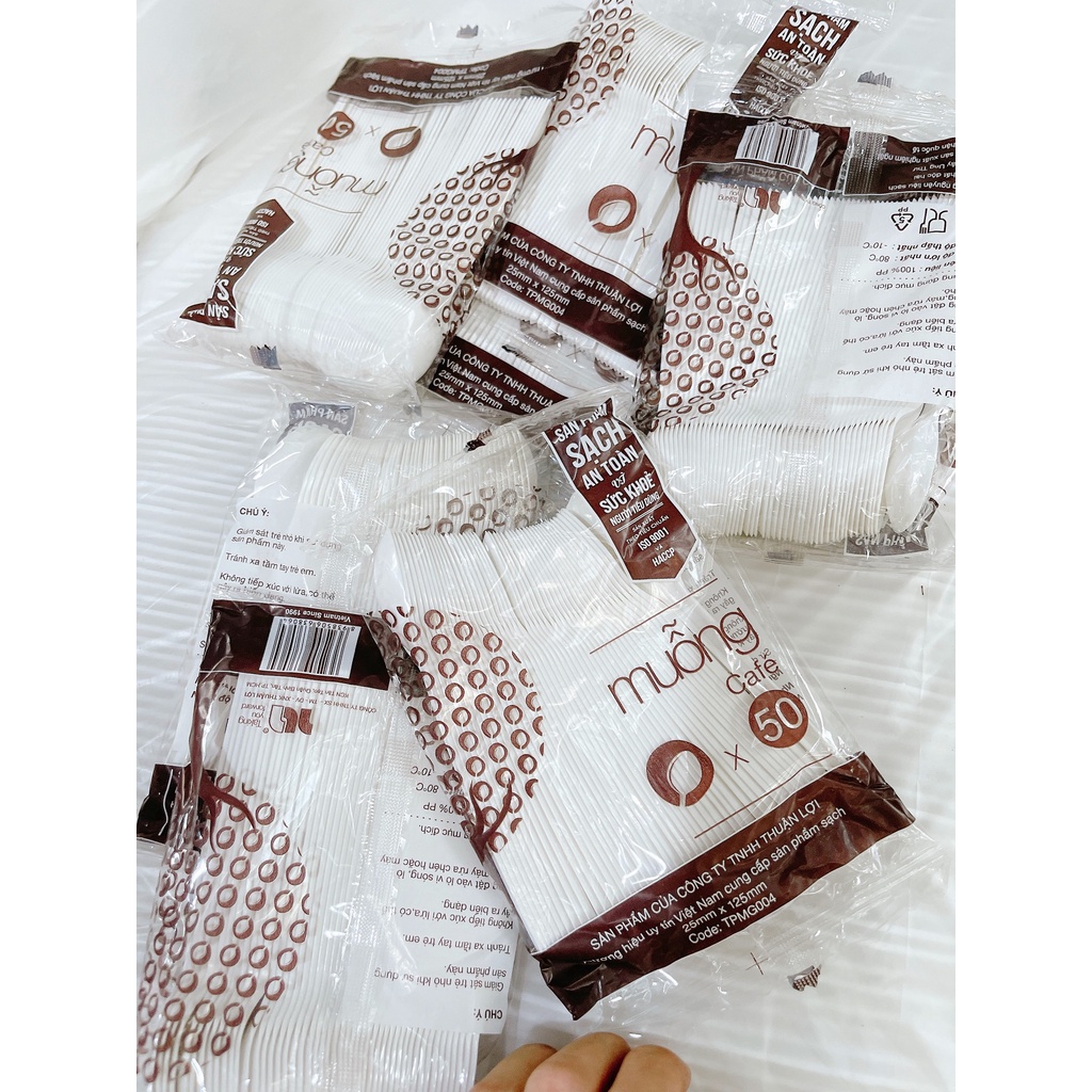 Bịch 50 muỗng nhựa cà phê cao cấp dùng cho sữa chua, bánh kem