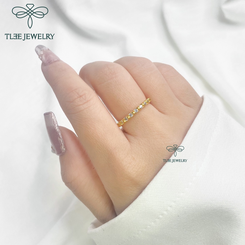 Nhẫn bạc nữ TLEE mạ vàng 14k viền đá bao xoắn sang trọng TleeJewelry A0138