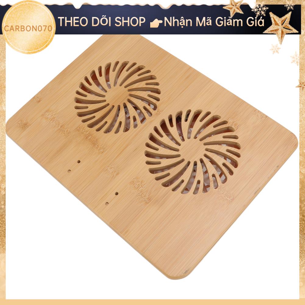 Carbon070 Tấm làm mát máy tính xách tay 2 cấp Góc có thể điều chỉnh Chất liệu tre Thiết kế tiện dụng Quạt kép di động Giá đỡ
