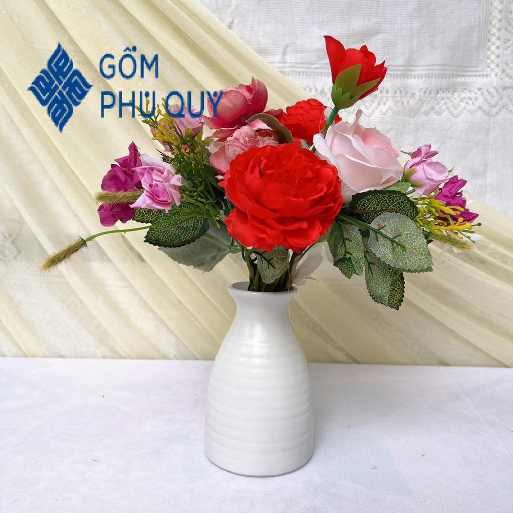 Bình Hoa Decor 🌻 Gốm Sứ Bát Tràng 🌻 Bình Gốm Cắm Hoa,lọ Sake Phình S3 Hoả Biến Gomphuquy Tm31