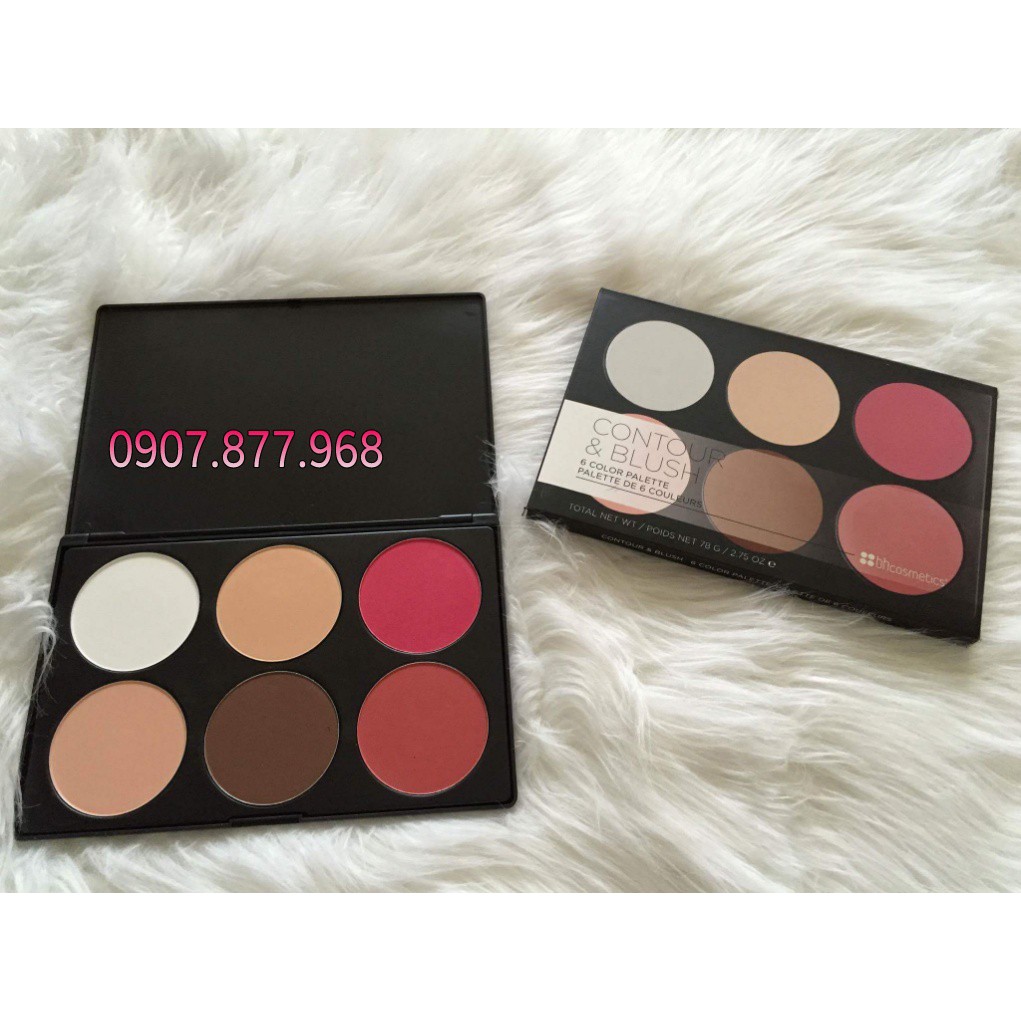 BẢNG PHẤN MÁ HỒNG VÀ TẠO KHỐI 6 Ô BH COSMETICS CHÍNH HÃNG