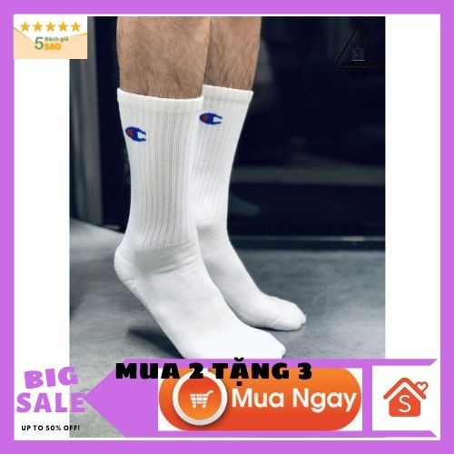 Vớ nam cổ cao -thể thao Chammpion Tất nữ cao cổ đá banh đá bóng thể thao dệt kim cao cấp