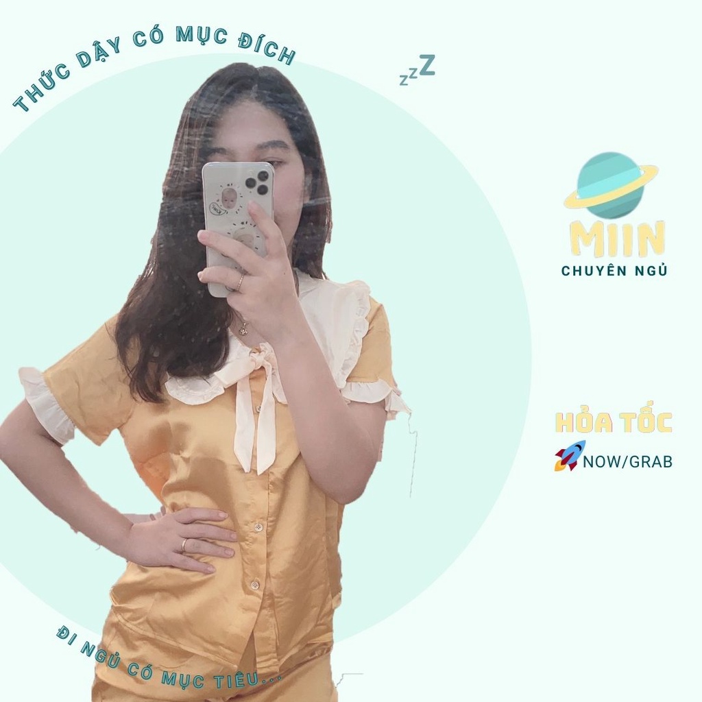 [NGỦ CAO CẤP] BỘ PYJAMA VÀNG TRƠN CỔ BÈO - CHẤT LIỆU LATIN CAO CẤP - PHIÊN BẢN ĐÁNG YÊU