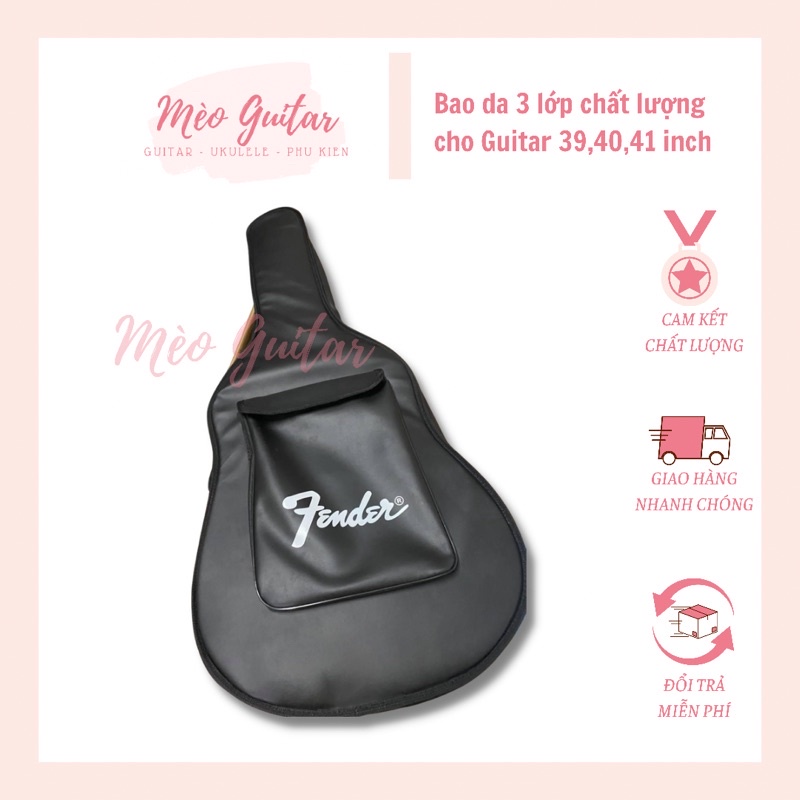 Bao da 3 lớp cho đàn Guitar 39 40 41 inch chắc chắn chất lượng | bao da chống thấm nước cho đàn guitar Mèo Guitar
