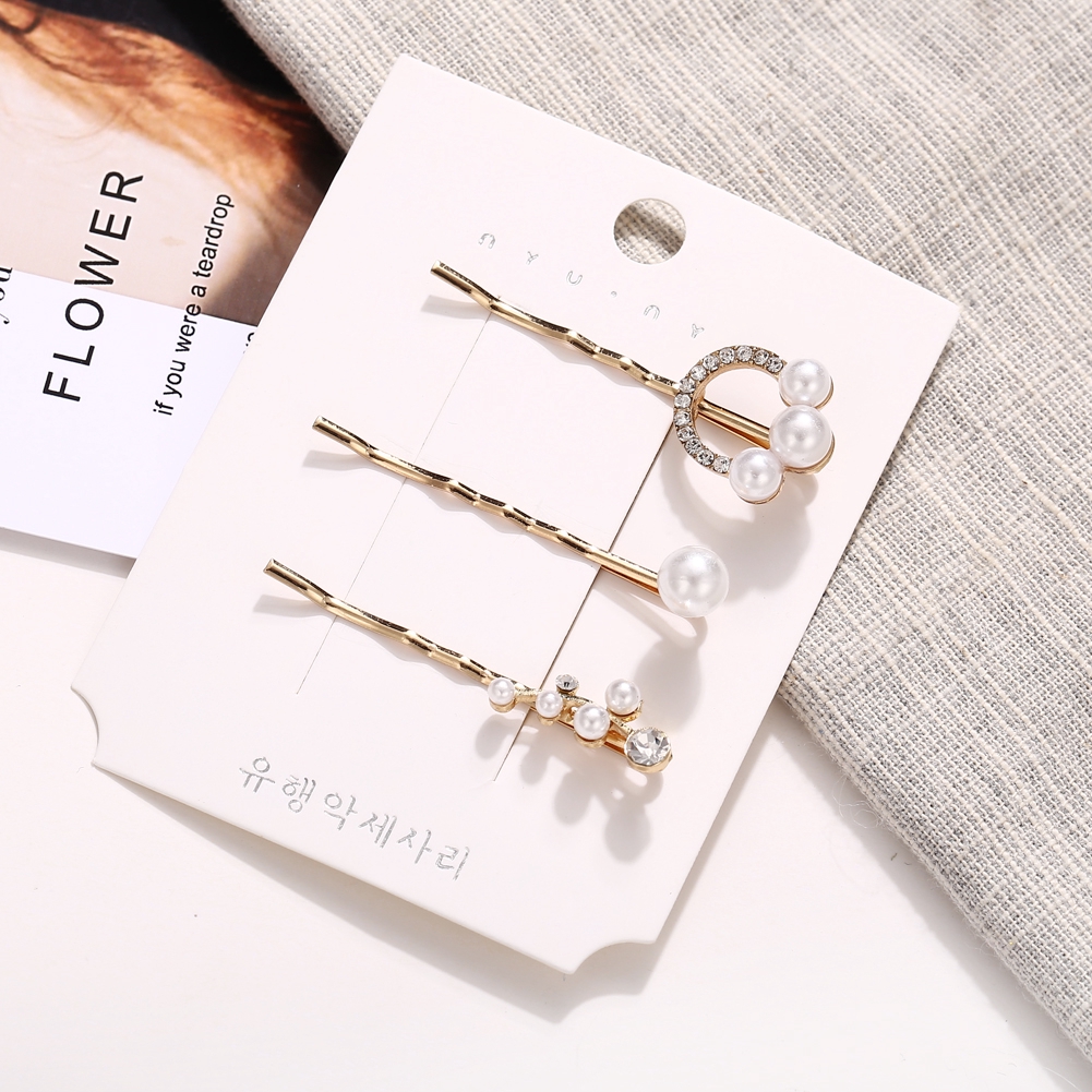 IF ME Set 3 Kẹp Tóc Đính Đá Thời Trang Cho Nữ