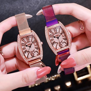 ĐỒNG HỒ NỮ DÂY NAM CHÂM DZG LUCAS MẶT ĐÍNH ĐÁ D399