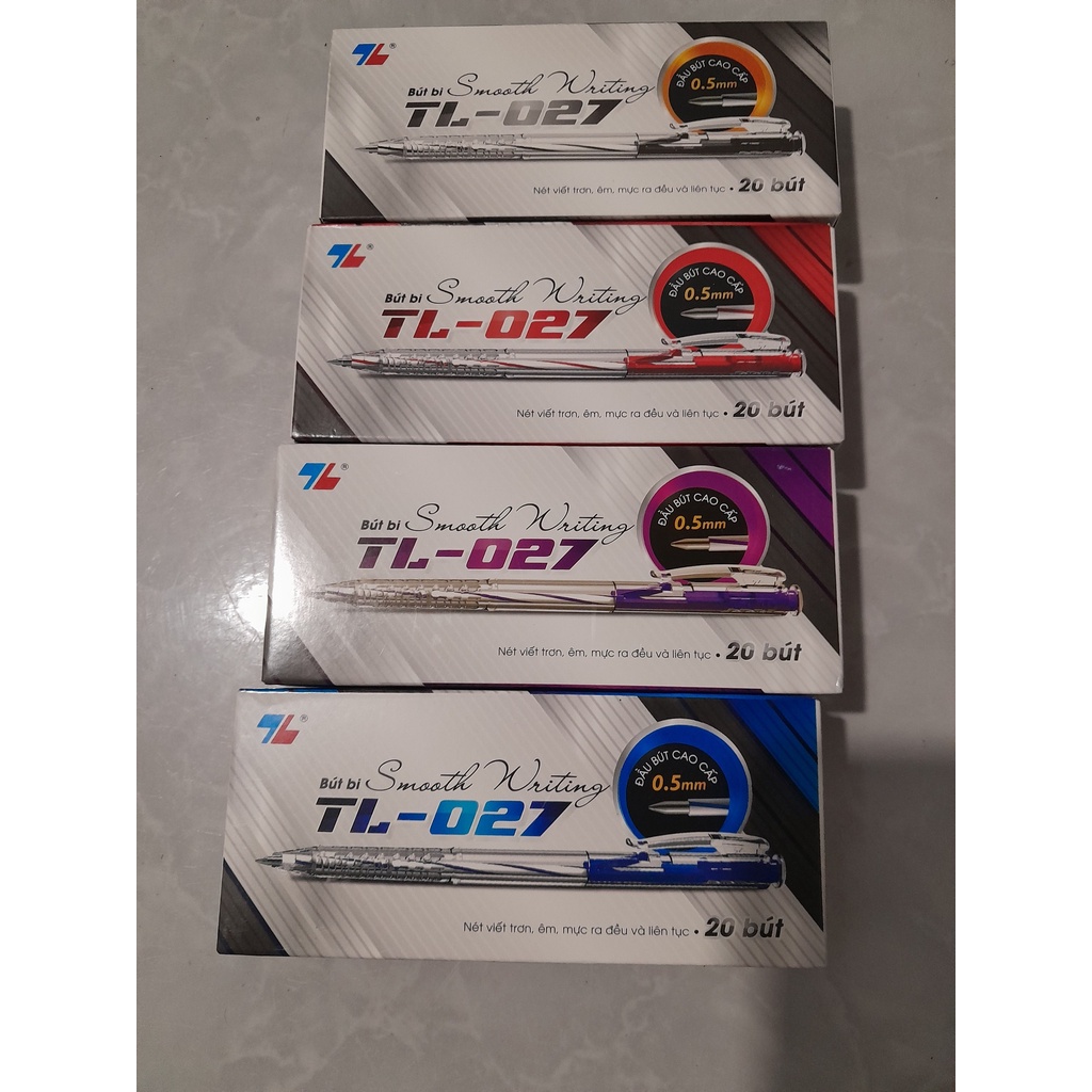 Bút bi Thiên Long TL-027 (cây) Xanh, đỏ, tím, đen