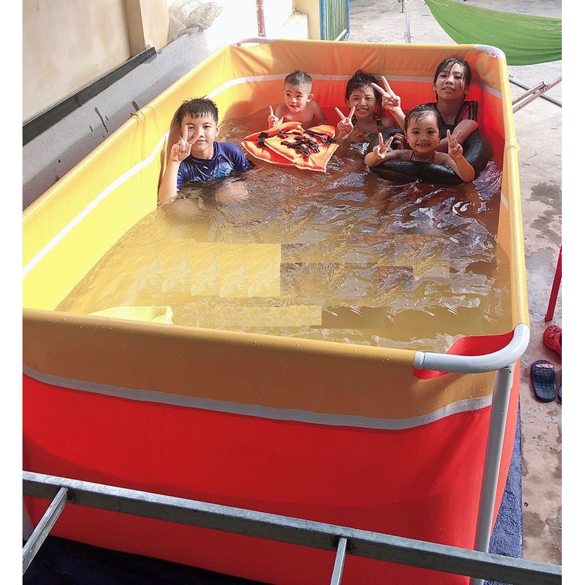 Bể bơi cho bé thành cao bằng bạt mini lắp ghép tiện lợi kích thước 1.6 x 2.2 x 0.8m