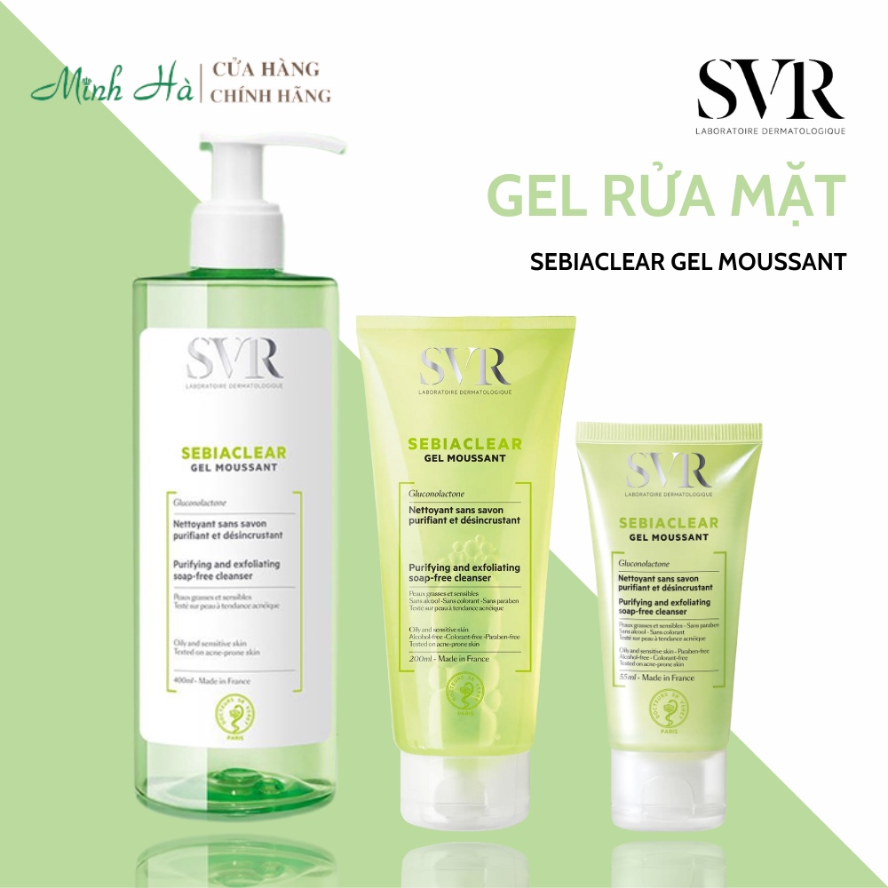 Gel rửa mặt SVR Sebiaclear Gel Moussant 400ml giúp làm sạch sâu, kiểm soát dầu và ngăn mụn