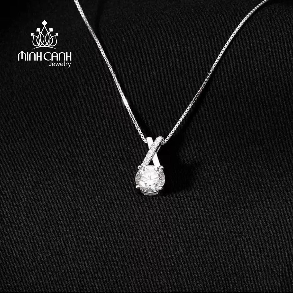 Dây Chuyền Bạc Minh Canh Jewelry Chữ X Đính Đá Dưới