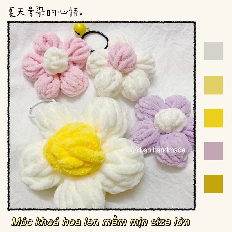 Móc khóa hoa len cài túi size siu lớn