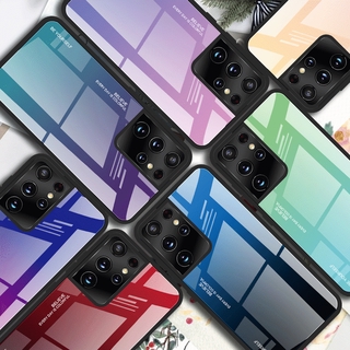Ốp Điện Thoại Khung TPU Mềm Mặt Kính Cường Lực Màu Gradient Cho Samsung Galaxy S21 Ultra S21 + A42 A72 A52 5G