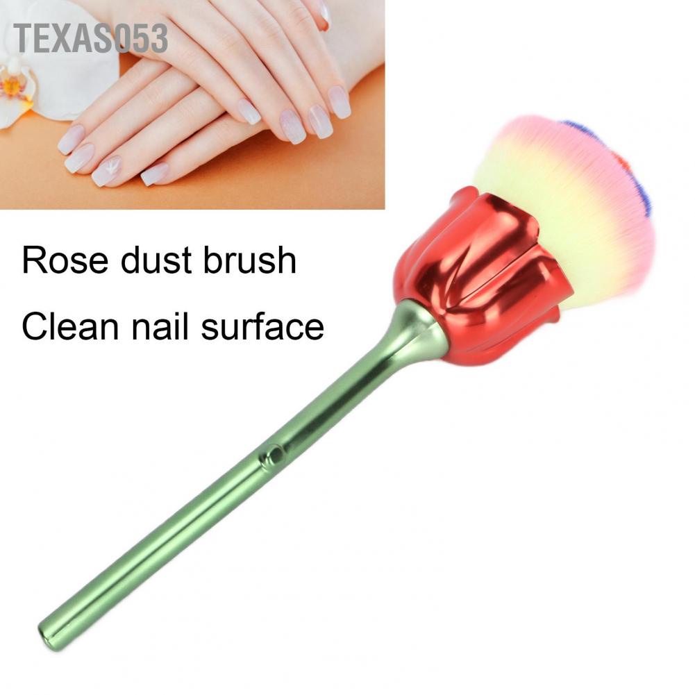 Texas053 Bàn chải Bụi móng tay Hình hoa hồng Thanh lịch Làm sạch Loại bỏ Trang điểm Lỏng Phấn má đánh
