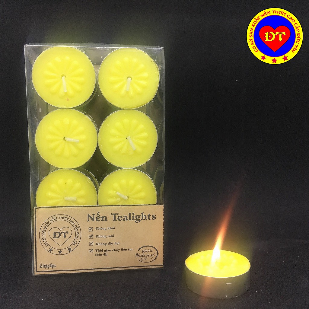 Nến tealight cháy trên 4h không khói không mùi cao cấp Đức Tín an toàn cho người sử dụng