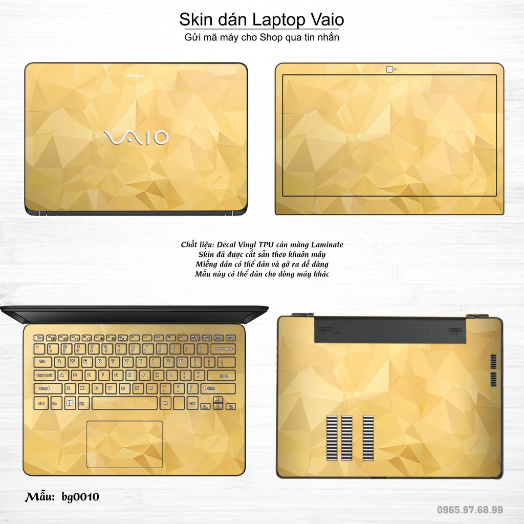 Skin dán Laptop Sony Vaio in hình Vân kim cương (inbox mã máy cho Shop)