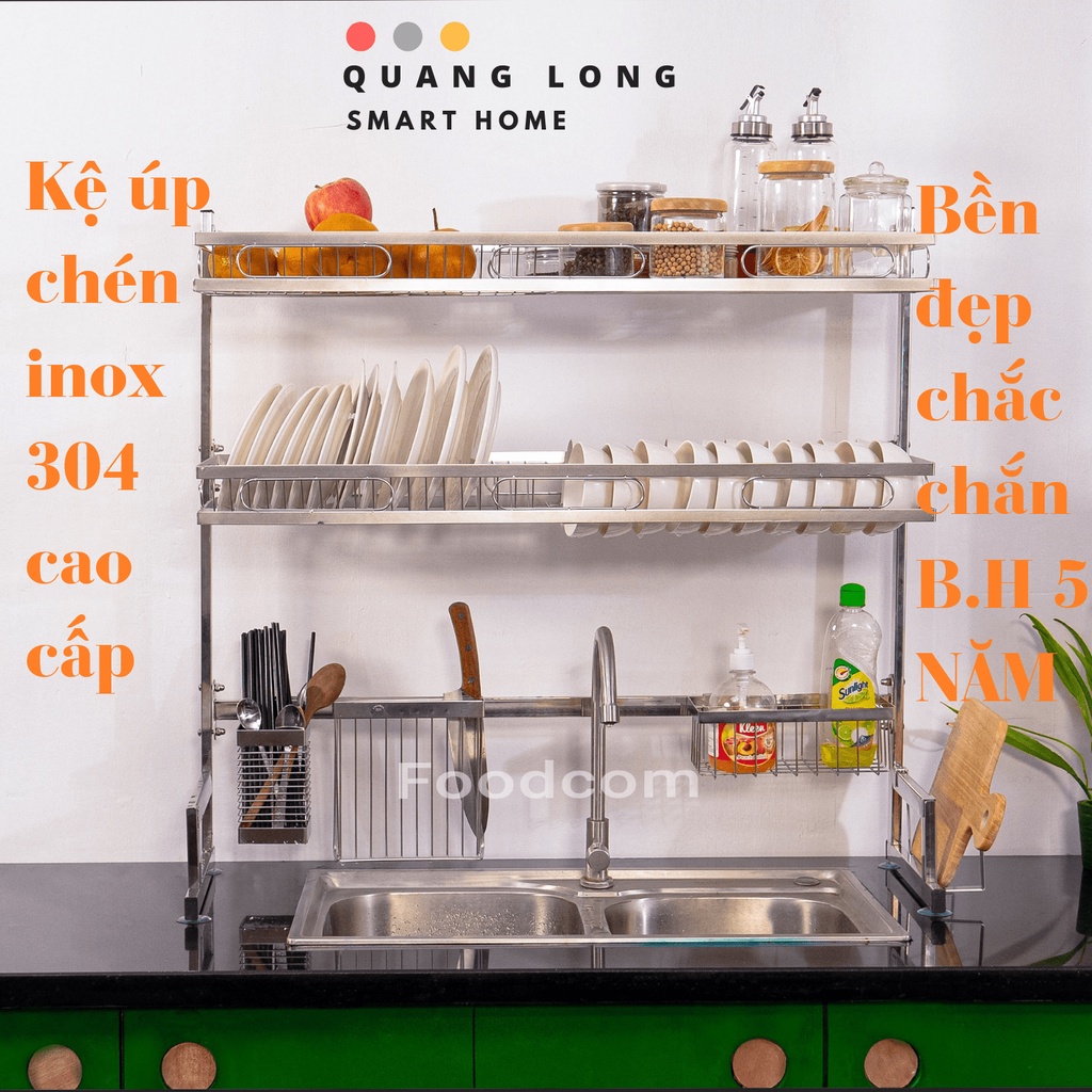 Kệ úp chén inox 304 đa năng kệ đựng chén bát thông minh 2 tầng 3 tầng cao cấp FOODCOM_QUANGLONG.