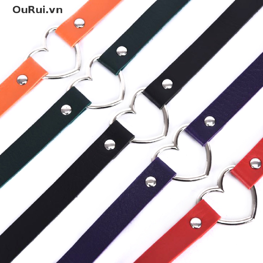 Vòng cổ choker da PU mặt trái tim thời trang cho nữ