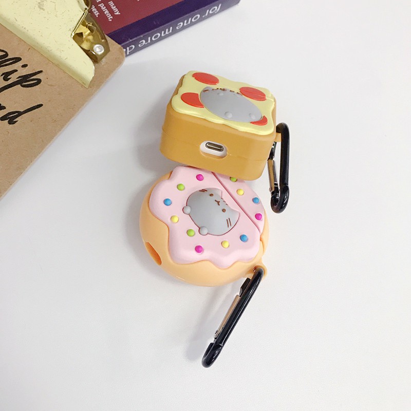 Bao Case Cho Airpods 1/ Airpods 2 Hình Bánh Donut và Sandwich Mèo.