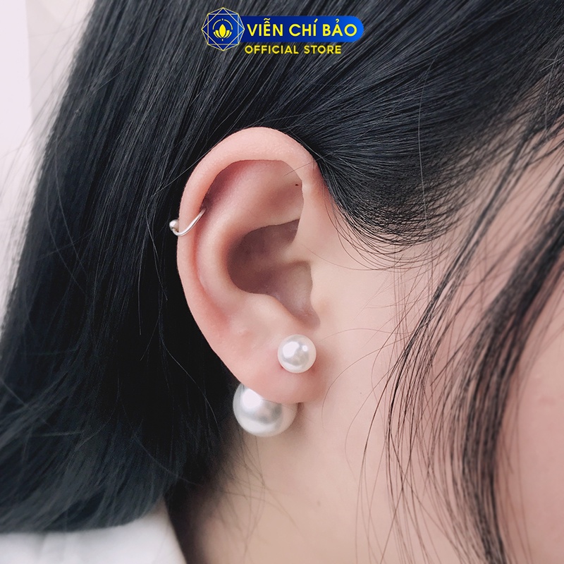 Bông tai bạc nữ Dior đính trái châu chất liệu bạc S925 thời trang phụ kiện trang sức nữ Viễn Chí Bảo B400274