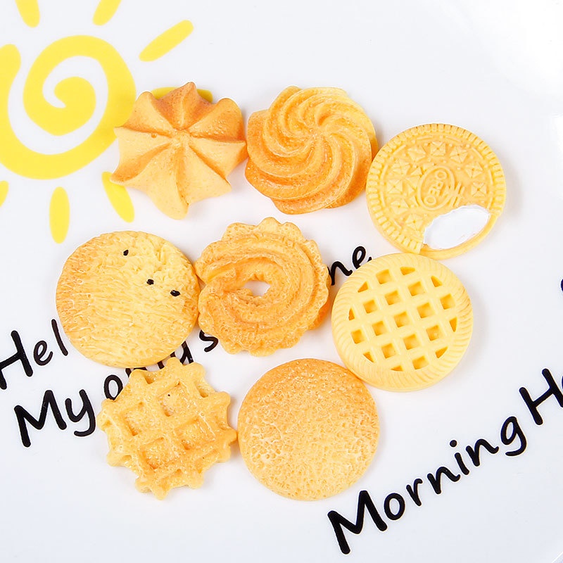 Set 10 Móc Khóa / Điện Thoại Hình Bánh Waffle Bằng Nhựa Resin Diy